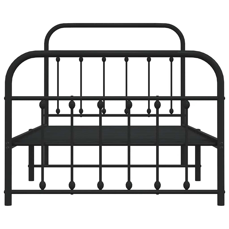 vidaXL Powder-Coated Steel Twin Bed Frame in Black