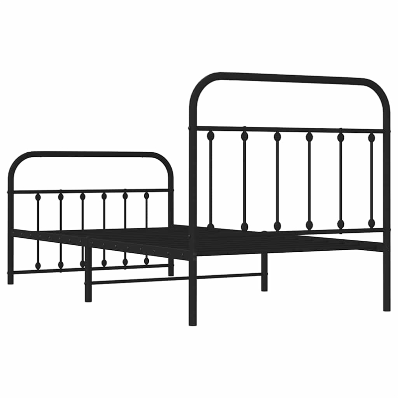 vidaXL Powder-Coated Steel Twin Bed Frame in Black