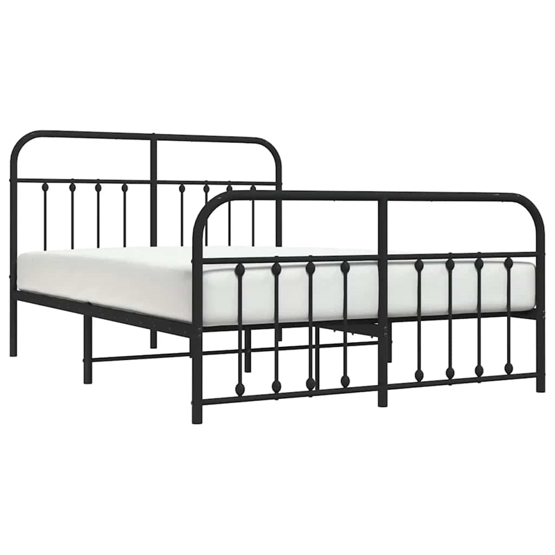vidaXL Powder-Coated Steel Full/Double Bed Frame in Black