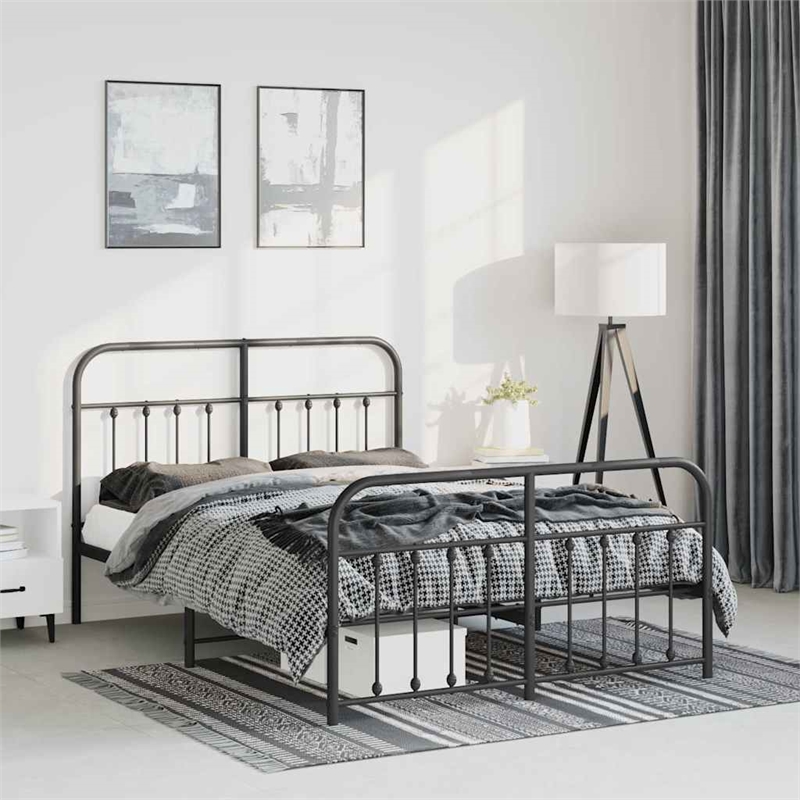 vidaXL Powder-Coated Steel Full/Double Bed Frame in Black