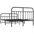 vidaXL Powder-Coated Steel King Bed Frame in Black