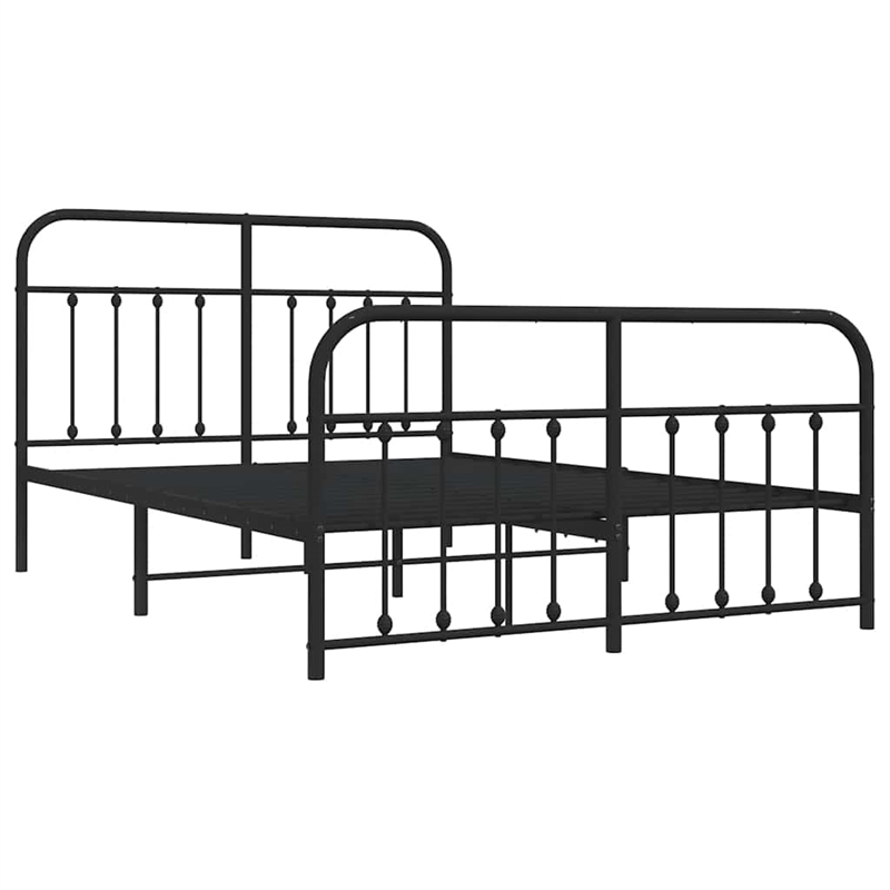 vidaXL Powder-Coated Steel King Bed Frame in Black