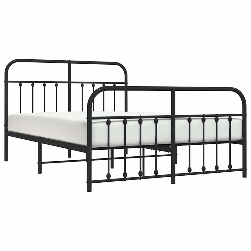 vidaXL Powder-Coated Steel King Bed Frame in Black