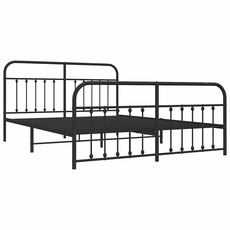 vidaXL 72 x 83.9 Powder-Coated Steel Bed Frame in Black