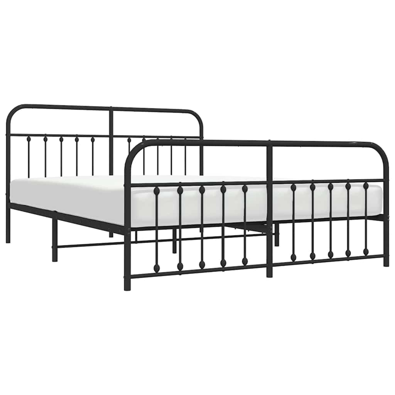 vidaXL 72 x 83.9 Powder-Coated Steel Bed Frame in Black