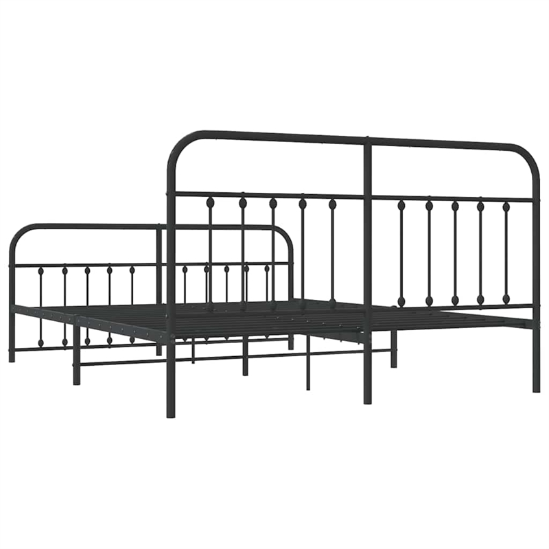 vidaXL 72 x 83.9 Powder-Coated Steel Bed Frame in Black