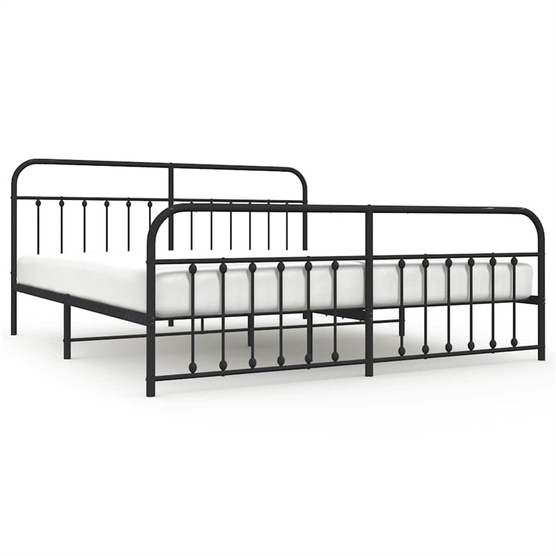 vidaXL Powder-Coated Steel King/Double Bed Frame in Black