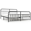 vidaXL Powder-Coated Steel King/Double Bed Frame in Black