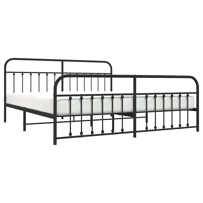 vidaXL Powder-Coated Steel King/Double Bed Frame in Black