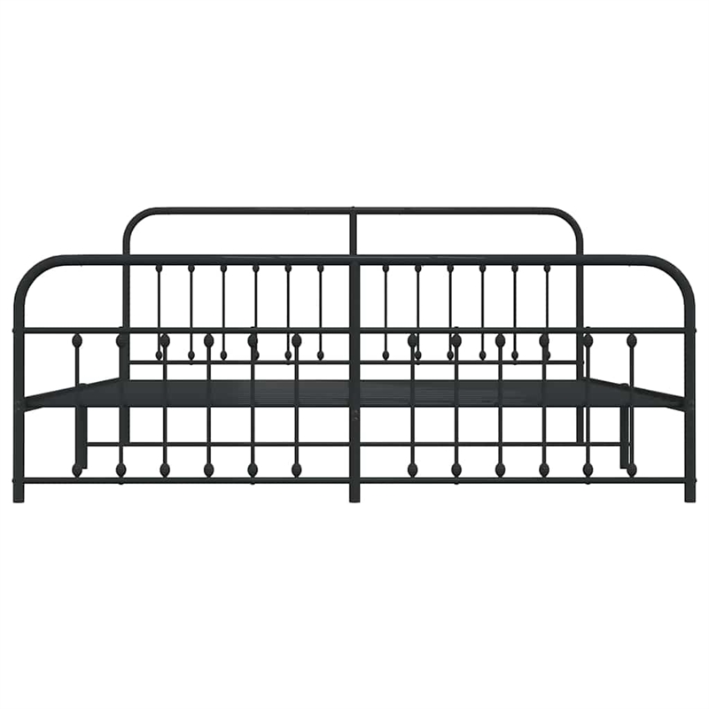 vidaXL Powder-Coated Steel King/Double Bed Frame in Black