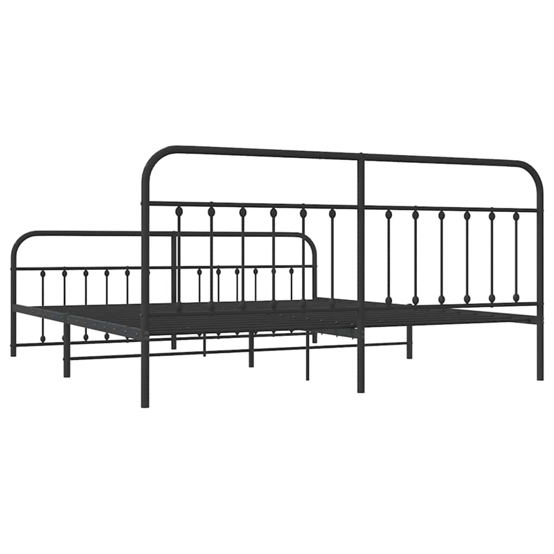 vidaXL Powder-Coated Steel King/Double Bed Frame in Black
