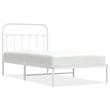 vidaXL Rectangular Powder-Coated Steel Twin Bed Frame in White