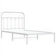 vidaXL Rectangular Powder-Coated Steel Twin Bed Frame in White