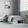vidaXL Rectangular Powder-Coated Steel Twin Bed Frame in White