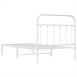 vidaXL Rectangular Powder-Coated Steel Twin Bed Frame in White