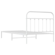 vidaXL Rectangular Powder-Coated Steel Twin Bed Frame in White
