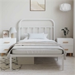 vidaXL Rectangular Powder-Coated Steel Twin Bed Frame in White