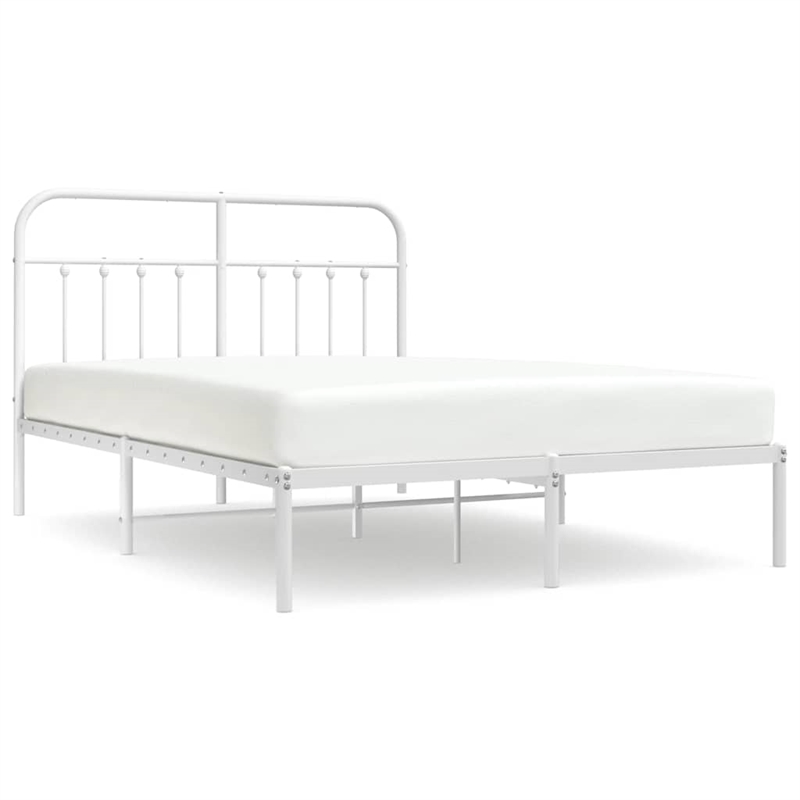 vidaXL Powder-Coated Steel King Size Bed Frame in White