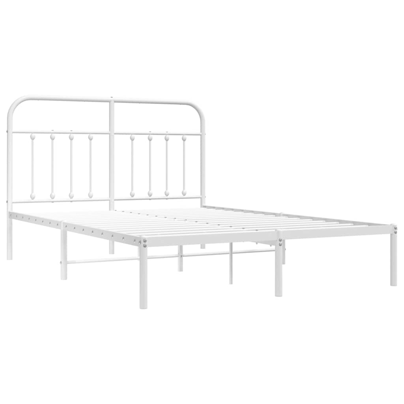 vidaXL Powder-Coated Steel King Size Bed Frame in White