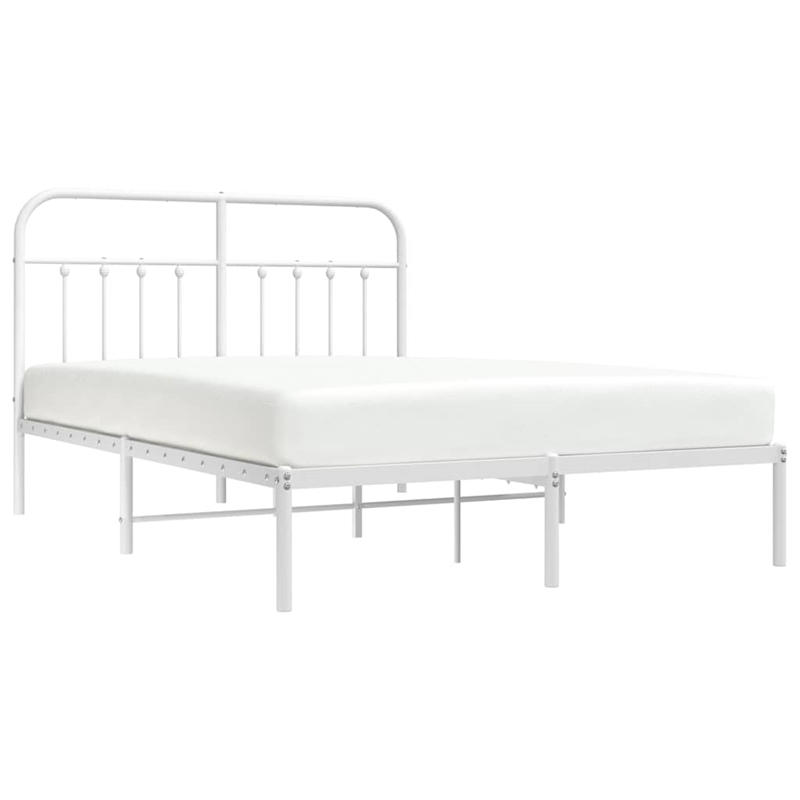 vidaXL Powder-Coated Steel King Size Bed Frame in White