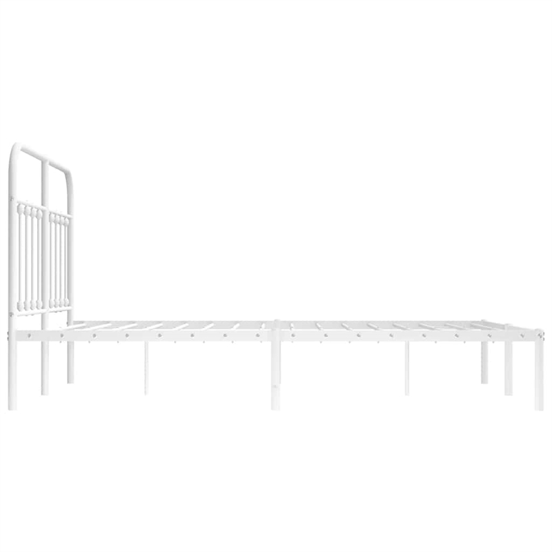 vidaXL Powder-Coated Steel King Size Bed Frame in White