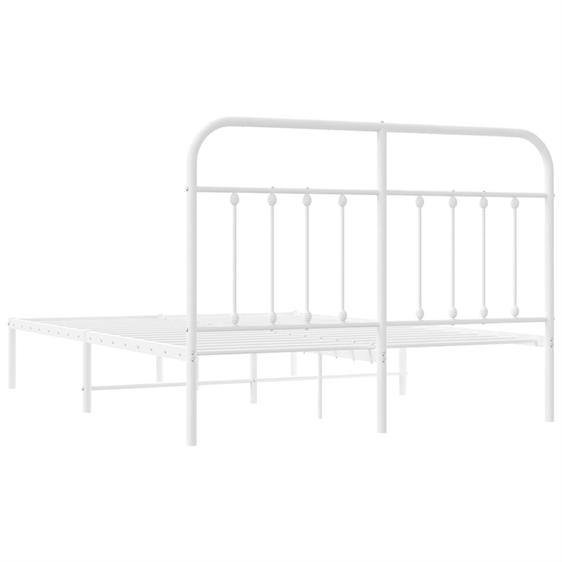 vidaXL Powder-Coated Steel King Size Bed Frame in White