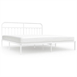 vidaXL 76 in x 80 Powder-Coated Steel Bed Frame in White