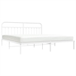 vidaXL 76 in x 80 Powder-Coated Steel Bed Frame in White