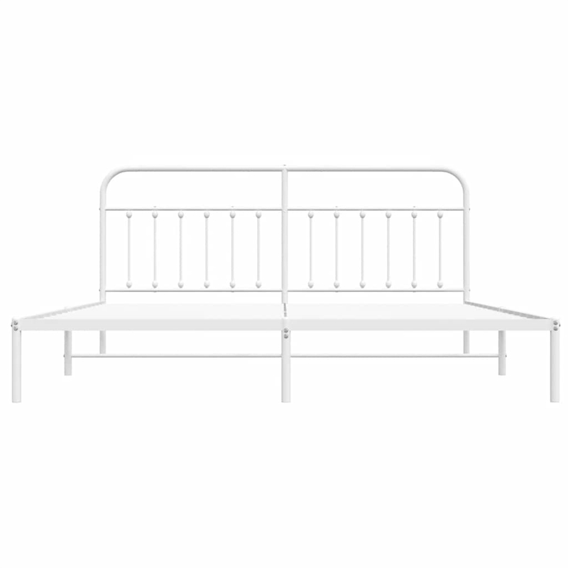 vidaXL 76 in x 80 Powder-Coated Steel Bed Frame in White