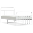 vidaXL Rectangular Powder-Coated Steel Twin Bed Frame in White