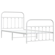 vidaXL Rectangular Powder-Coated Steel Twin Bed Frame in White