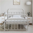 vidaXL Rectangular Powder-Coated Steel Twin Bed Frame in White