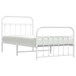 vidaXL Rectangular Powder-Coated Steel Twin Bed Frame in White