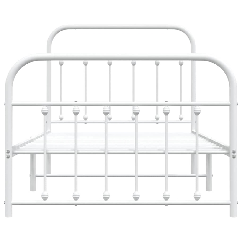vidaXL Rectangular Powder-Coated Steel Twin Bed Frame in White