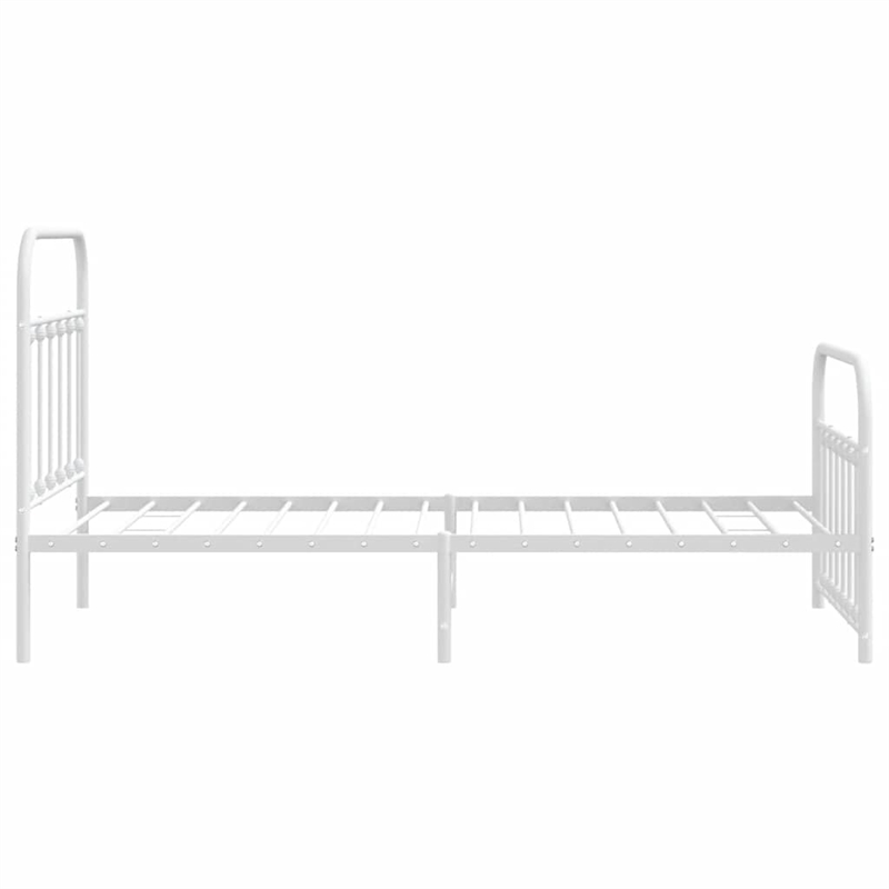 vidaXL Rectangular Powder-Coated Steel Twin Bed Frame in White