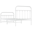 vidaXL Rectangular Powder-Coated Steel Twin Bed Frame in White