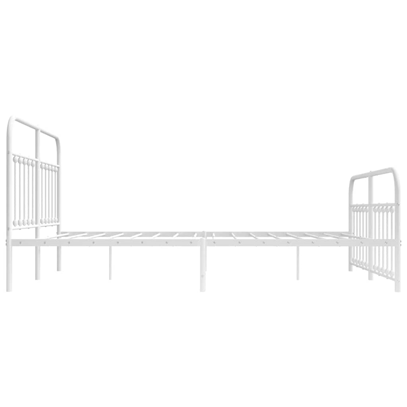vidaXL Rectangular Powder-Coated Steel Full Bed Frame in White