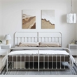 vidaXL Rectangular Powder-Coated Steel Full Bed Frame in White
