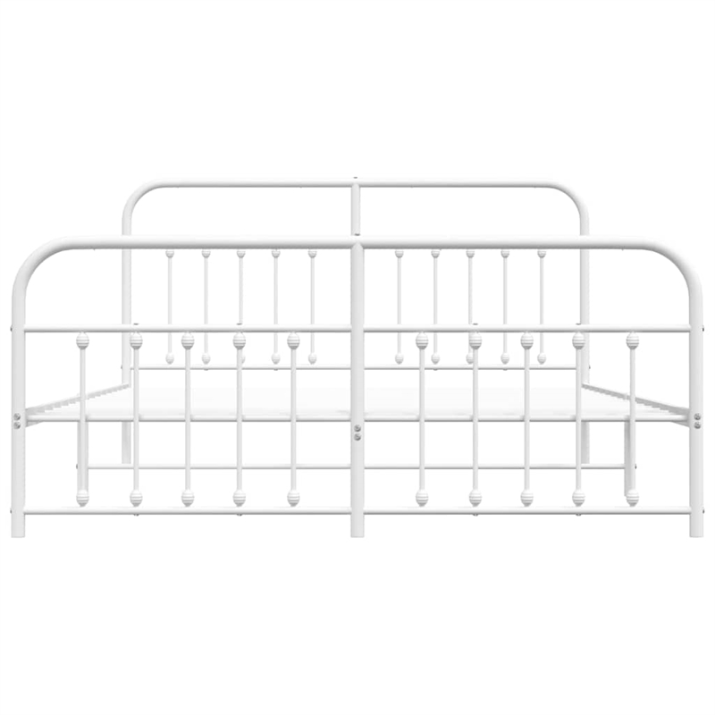 vidaXL Rectangular Powder-Coated Steel Full Bed Frame in White