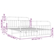 vidaXL Rectangular Powder-Coated Steel Full Bed Frame in White