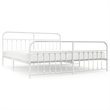 vidaXL Rectangular Powder-Coated Steel Full Bed Frame in White