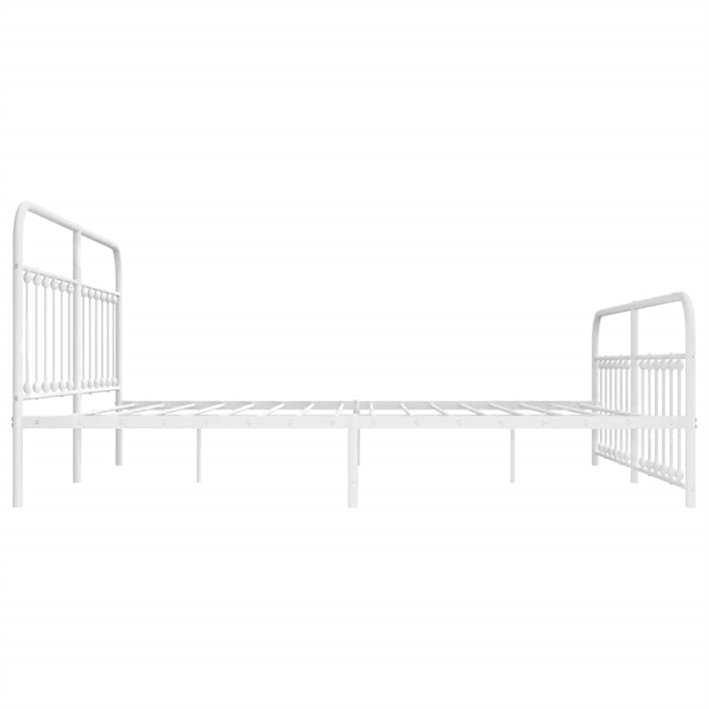 vidaXL Rectangular Powder-Coated Steel Full Bed Frame in White