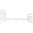 vidaXL Rectangular Powder-Coated Steel Full Bed Frame in White