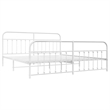 vidaXL Rectangular Powder-Coated Steel Full Bed Frame in White