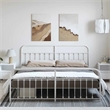 vidaXL Rectangular Powder-Coated Steel Full Bed Frame in White
