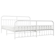 vidaXL Rectangular Powder-Coated Steel Full Bed Frame in White