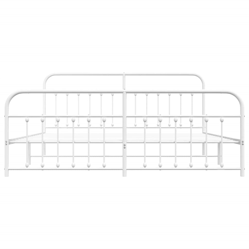 vidaXL Rectangular Powder-Coated Steel Full Bed Frame in White