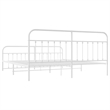 vidaXL Rectangular Powder-Coated Steel Full Bed Frame in White