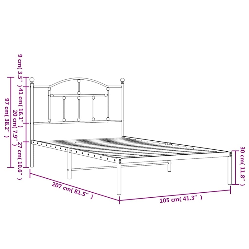 vidaXL Engineered wood Twin Bed Frame in Black