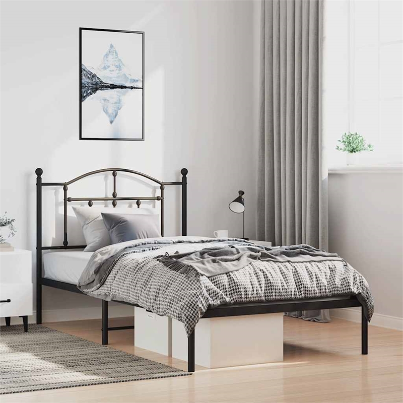 vidaXL Engineered wood Twin Bed Frame in Black